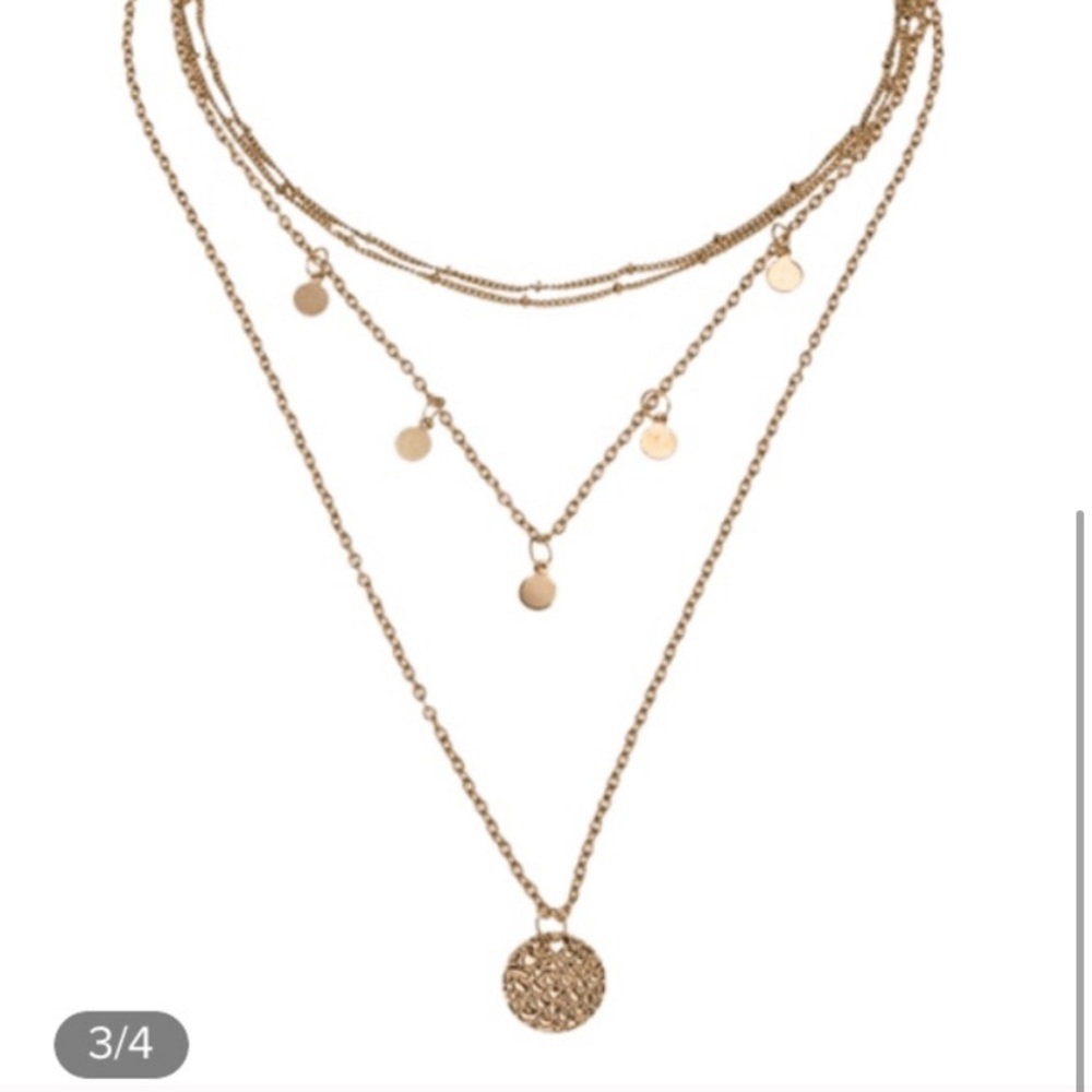 Layered disc chain necklace - Picture 3 of 4